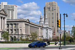 The family court building next to the Free Library central branch at 19th and Vine